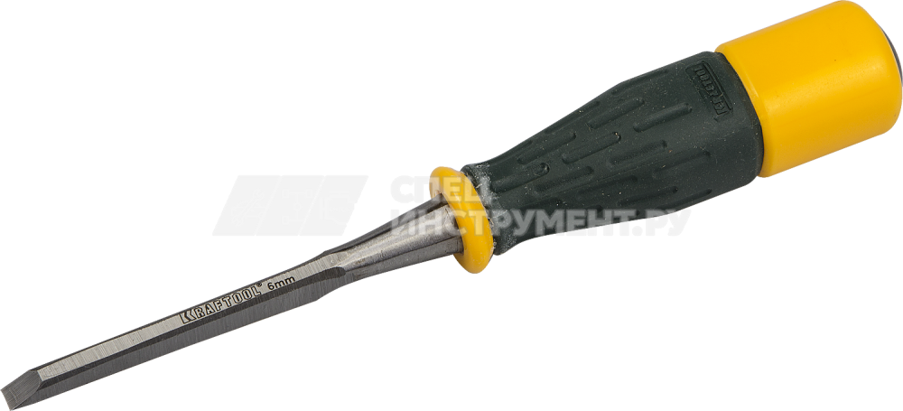 Стамеска KRAFTOOL "EXPERT" плоская с двухкомпонентной ручкой, 6мм