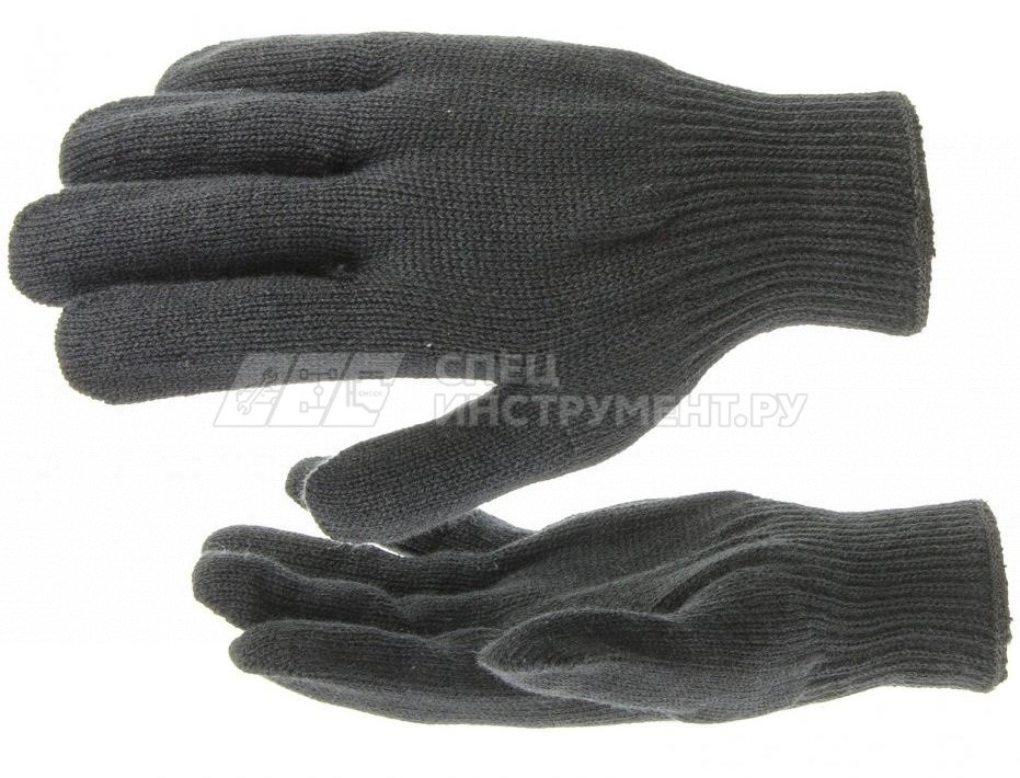 Перчатки трикотажные, акрил, цвет: чёрный, оверлок, Россия