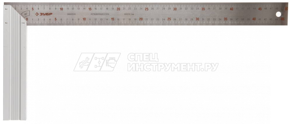 Угольник ЗУБР "ЭКСПЕРТ" столярный, усиленная алюминиевая рукоятка, нерж. полотно 37мм, длина 500