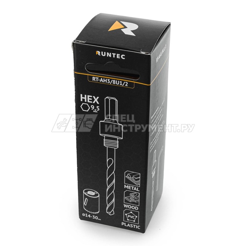 Адаптер для биметаллических коронок RUNTEC 14-30 мм, HEX 9,5 мм - UNF 1/2"