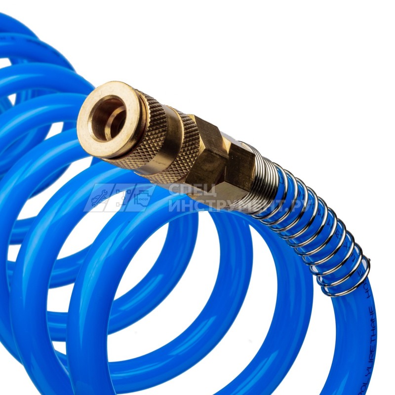 Шланг полиуретан (PU) 12*16, витой, 10 м, синий, БРС в комплекте