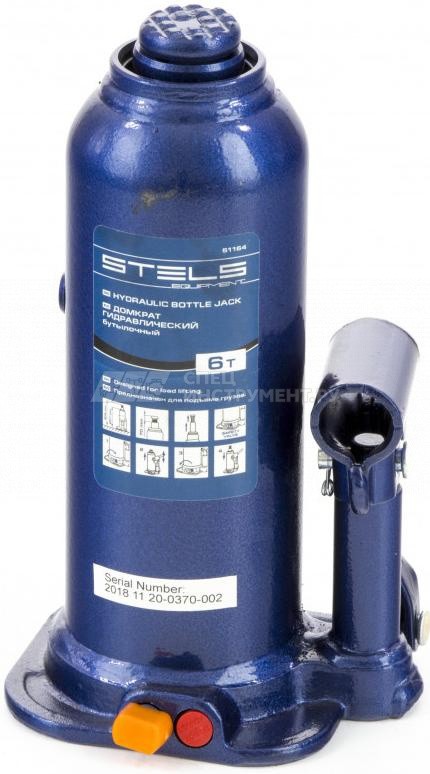 Домкрат гидравлический бутылочный, 6 т, h подъема 207-404 мм// Stels