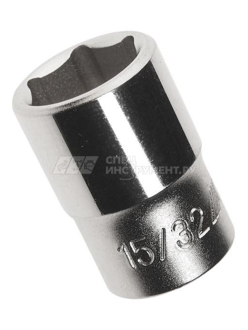 Головка торцевая 6-гранная 1/4" х 15/32", длина 25мм