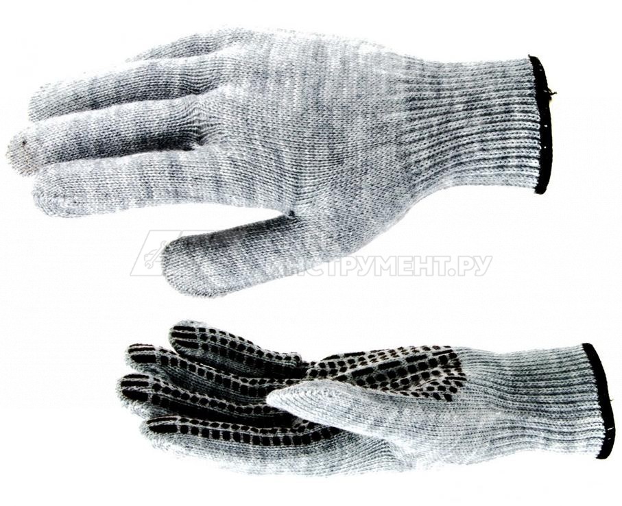 Перчатки трикотажные, акрил, ПВХ гель "Протектор", серая туча, оверлок, Россия