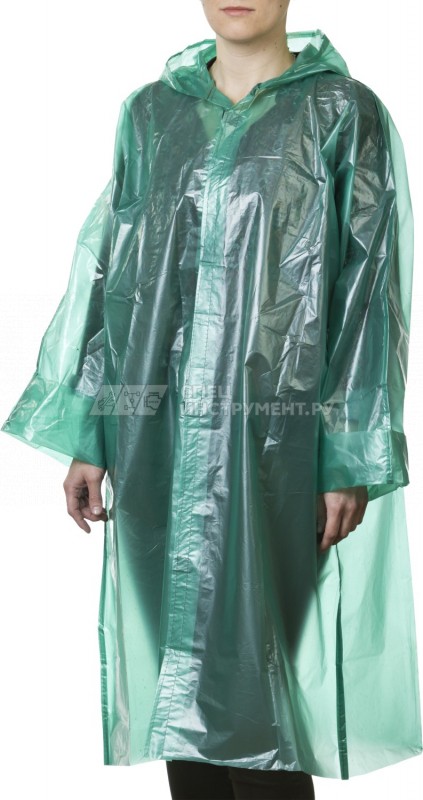 Плащ-дождевик STAYER "MASTER", материал - полиэтилен, универсальный размер, зеленый цвет