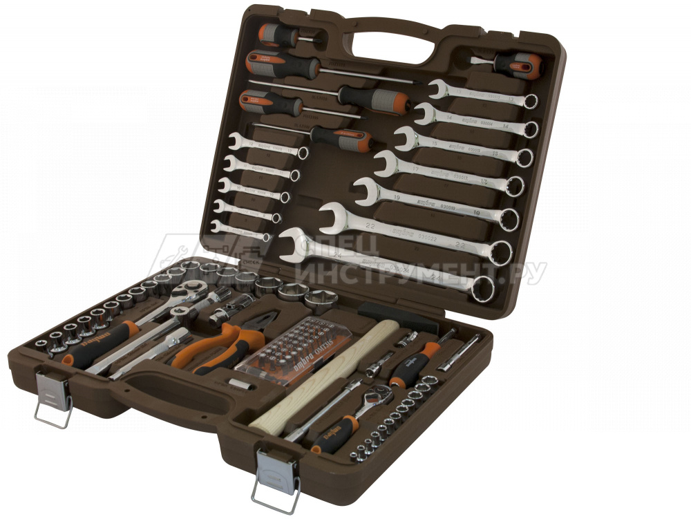 Универсальный набор инструмента торцевые головки 1/4", 1/2"DR 4-32 мм, аксессуары к ним, комбинированные ключи 8-24 мм, отвертки, 93 предмета