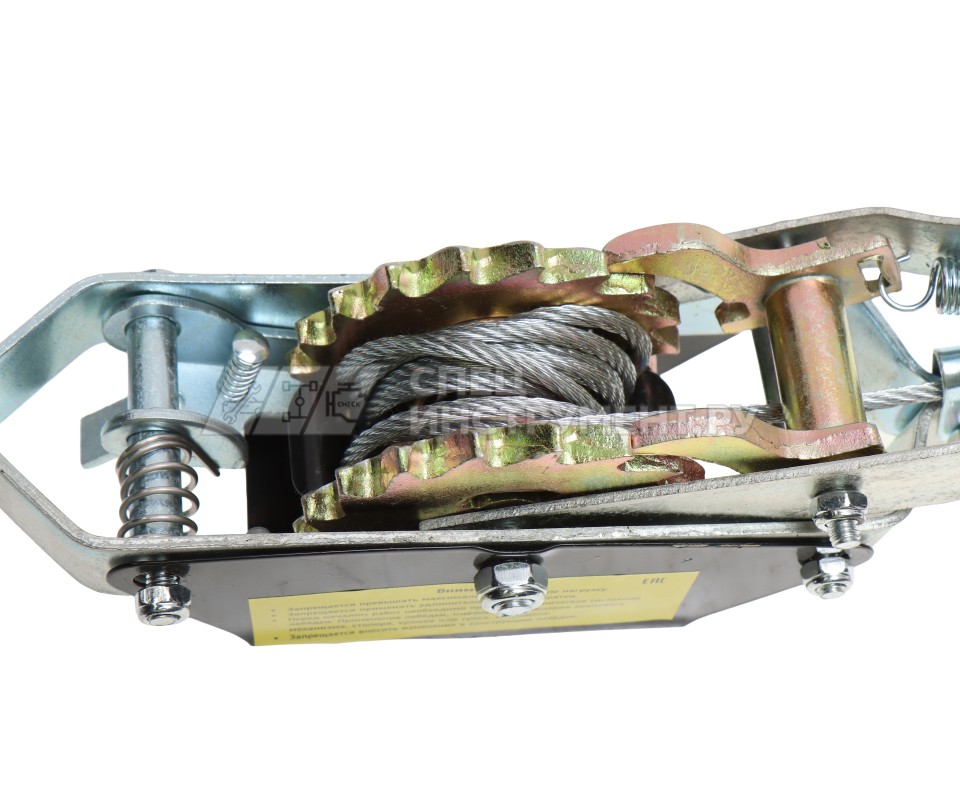 Лебедка ER-98242 рычажная тяговая 2т(двойное зубч. колесо, стальной трос, Ø -4.2мм, длина троса-2.2м) ЭВРИКА