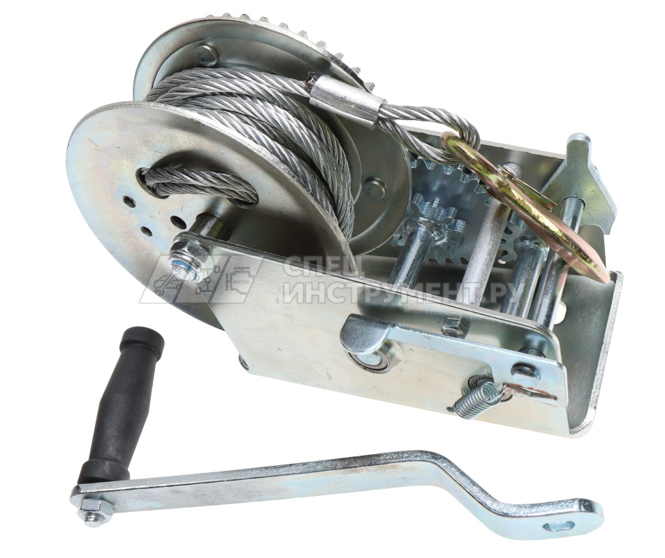 Лебедка ER-97136 ручная барабанная двухскоростная, 1365кг (стальной трос, Ø -5.5мм, длина троса-10м) ЭВРИКА