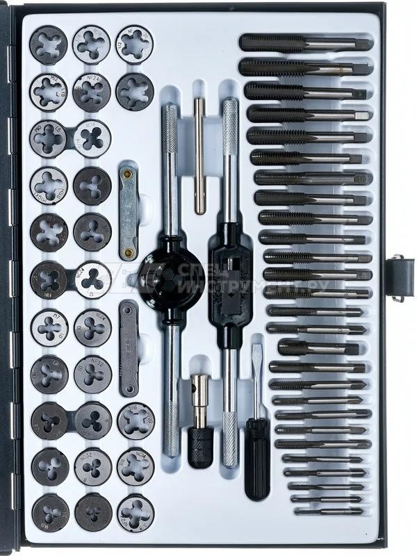 Набор метчиков и плашек ER-00603:метрический и дюймовый 60пр. ЭВРИКА