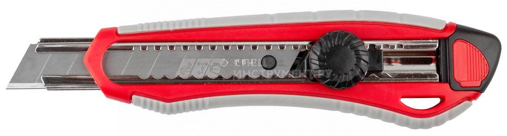 Нож ЗУБР "МАСТЕР" с сегментированным лезвием, двухкомпонентный корпус, механический фиксатор, сталь У8А, 18мм