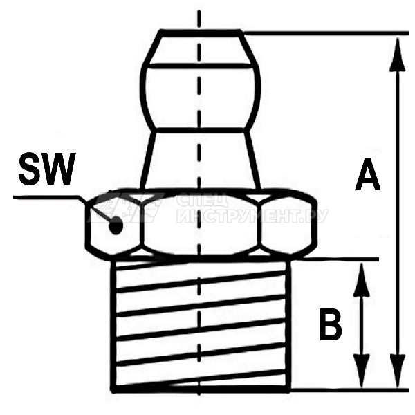 Пресс-масленка H1, G 3/8''-VA-SK-SW 17, н/ж сталь