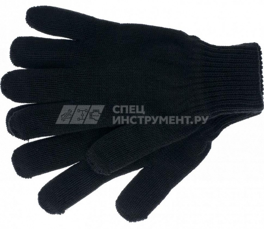 Перчатки трикотажные, акрил, цвет: чёрный, двойная манжета, Россия