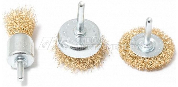 Набор кордщеток латунных комбинированный для дрели, 3пр.(2штх50мм, 25мм),в блистере  ROCKFORCE /1