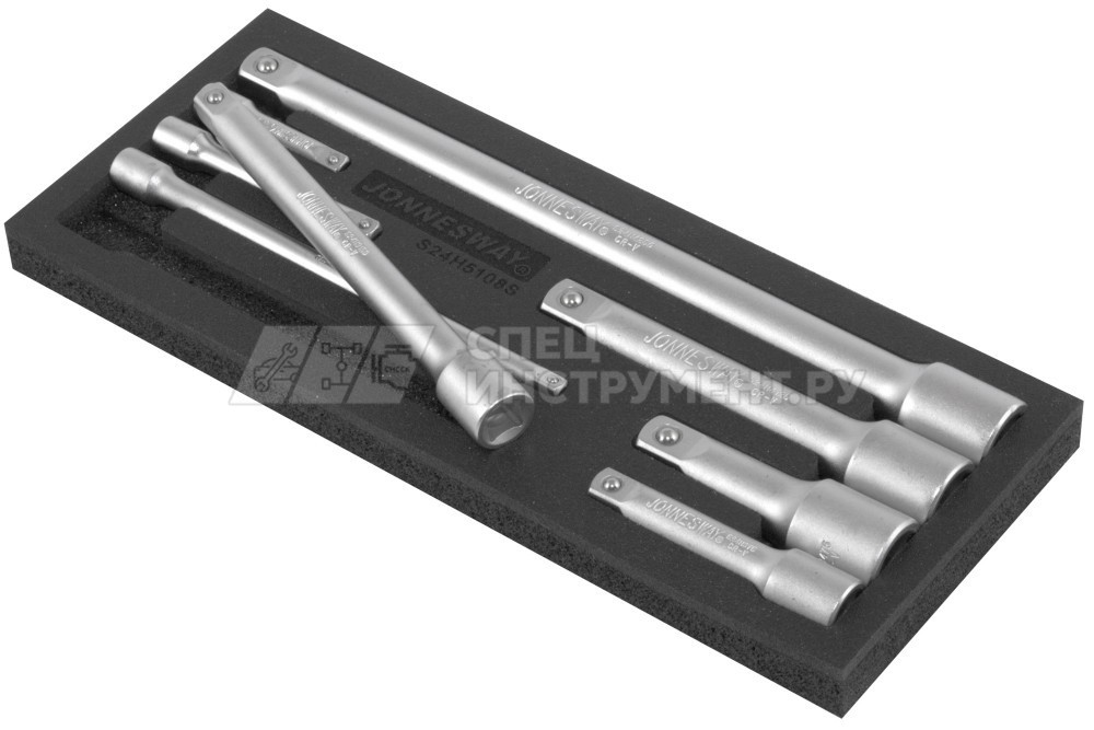 S24H5108S Набор удлинителей 1/4", 3/8", 1/2"DR, 50-250 мм, 8 предметов