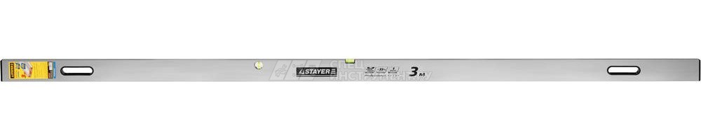 Правило-уровень STAYER "PROFI" алюминиевый, 2 глазка, 2 ручки, усилен прямоуг профиль, с ребром жесткости, 3,0м