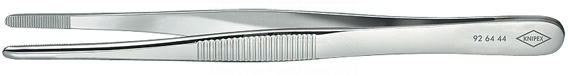 Пинцет захватный прецизионный, закруглённые зазубренные губки шириной 3.5 мм, пружинная сталь, хромированный, L-145 мм