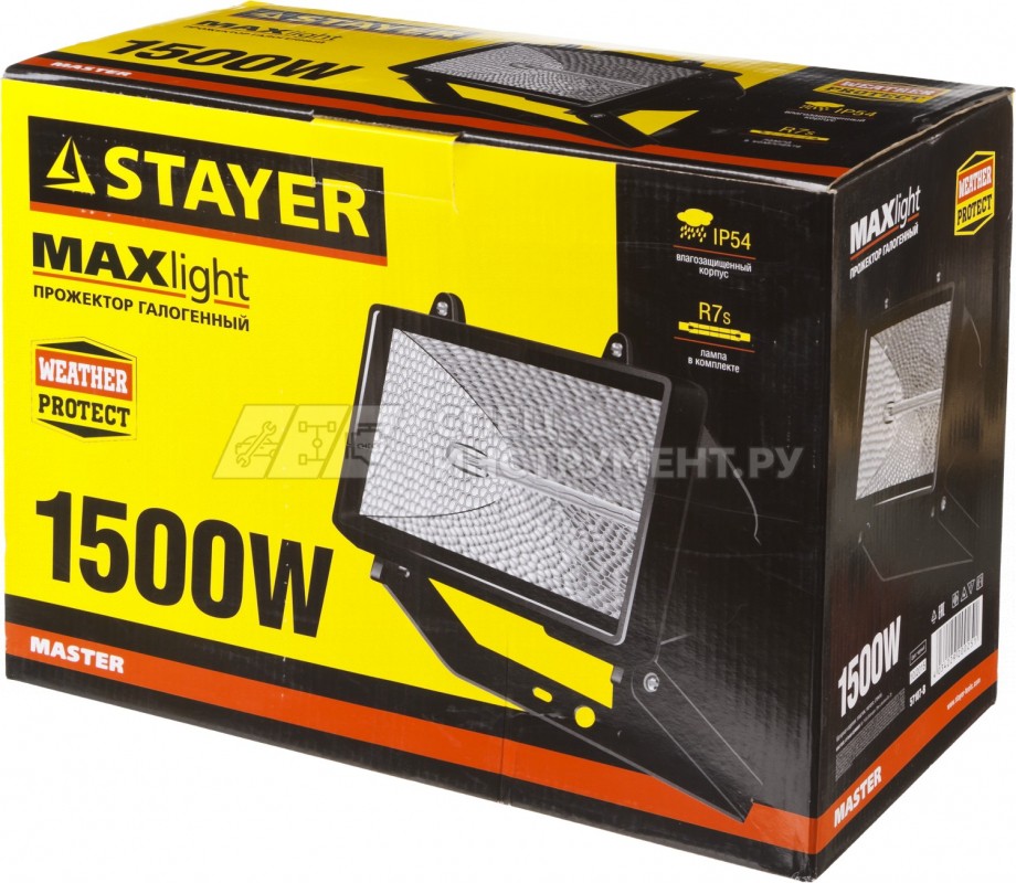 STAYER MAXLight прожектор  1500 Вт галогенный, черный