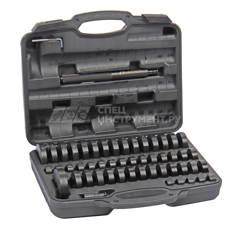 Набор оправок для выпрессовки подшипников, втулок, сальников 52пр. (18-65,74 мм) в кейсе LG-94210 LIGE