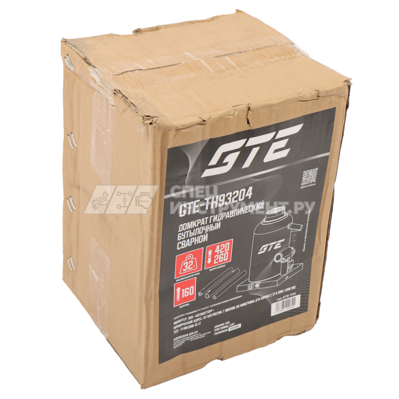 Домкрат гидравлический бутылочный 32т (h min-260мм, h max-420мм, ход штока-160мм) GTE /1/1