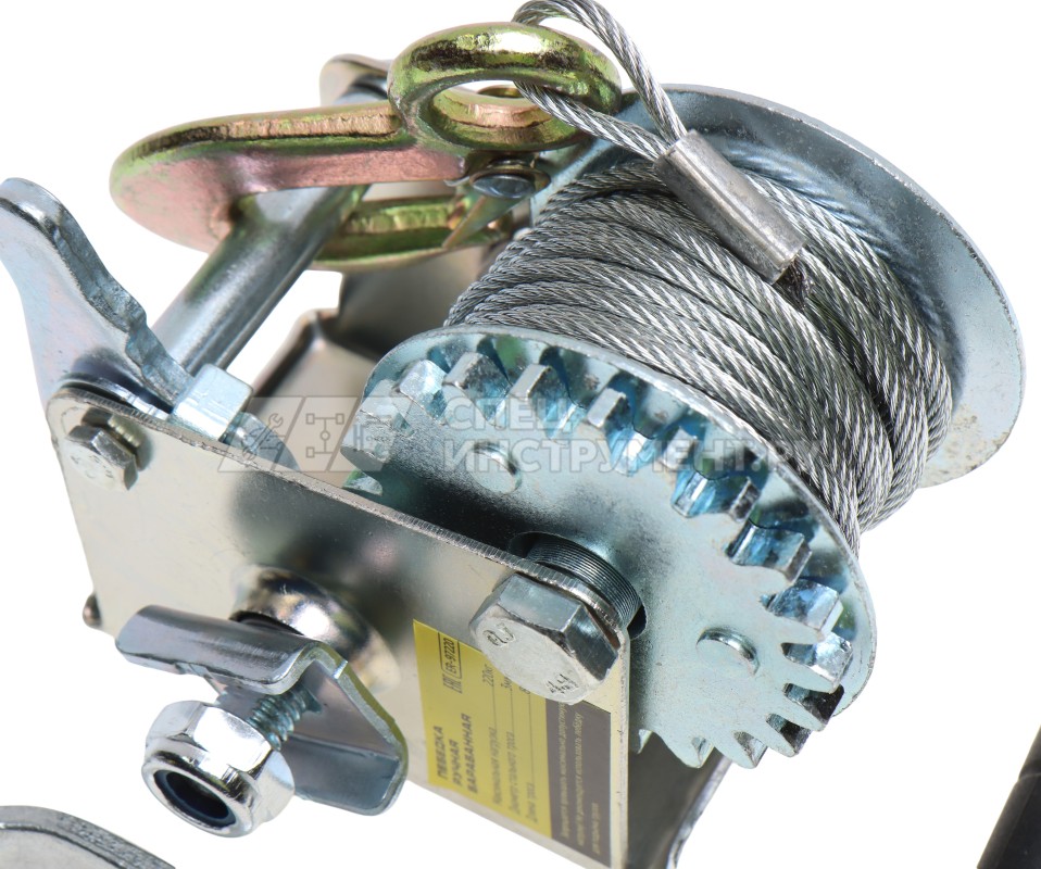 Лебедка ER-97220 ручная барабанная, 220кг (стальной трос, Ø -3мм, длина троса-8м) ЭВРИКА