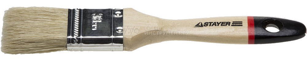 Кисть плоская STAYER "UNIVERSAL-EURO", светлая натуральная щетина, деревянная ручка, 38мм