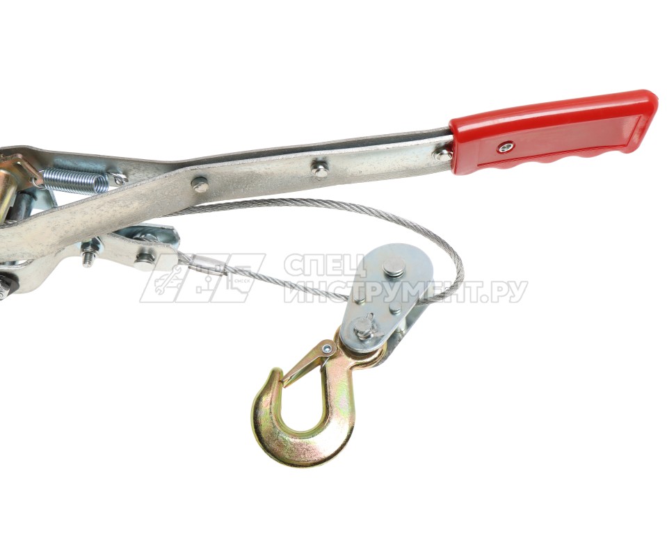 Лебедка ER-98242 рычажная тяговая 2т(двойное зубч. колесо, стальной трос, Ø -4.2мм, длина троса-2.2м) ЭВРИКА