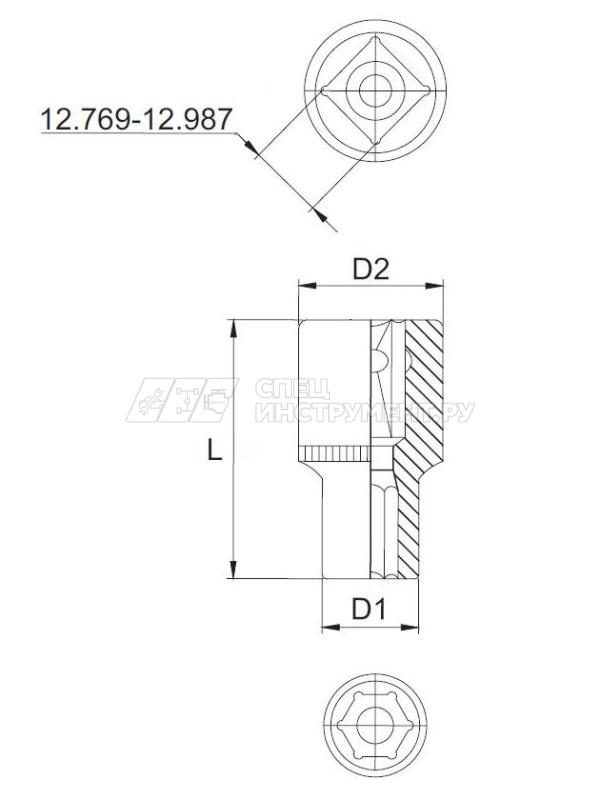 S12S1115 Головка торцевая 3/8" DR, 15 мм