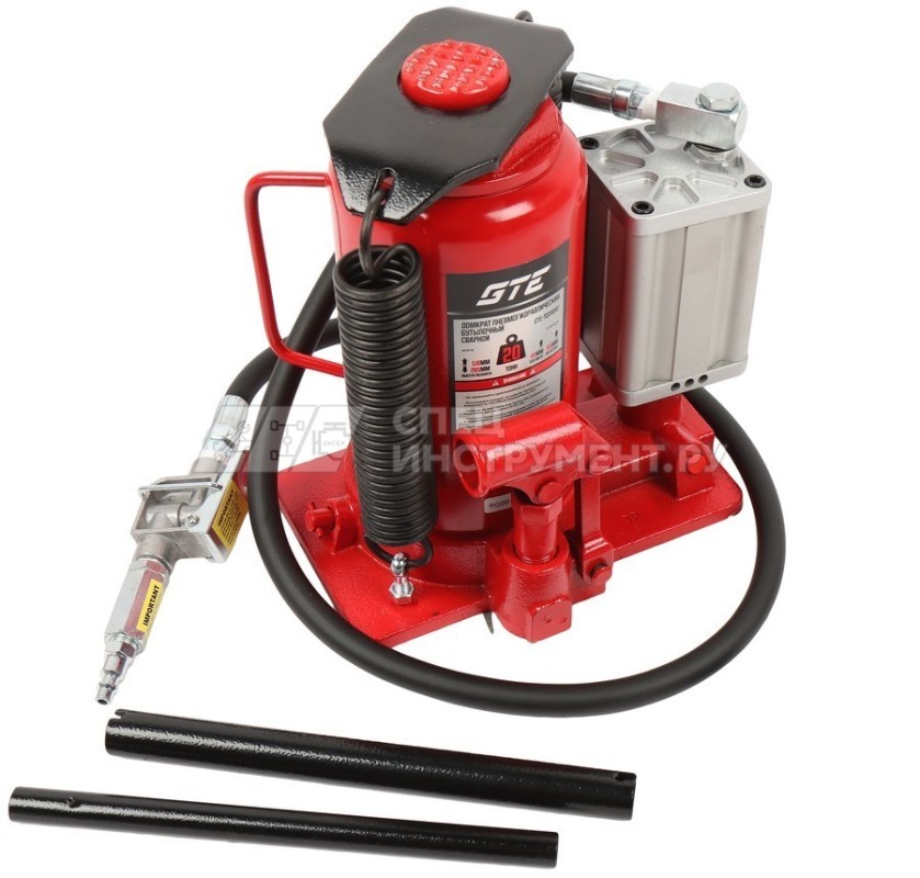 Домкрат пневмогидравлический бутылочный 20т (h min-265мм, h max-510мм, ход штока-165мм,  ход винта-80мм) GTE /1/6