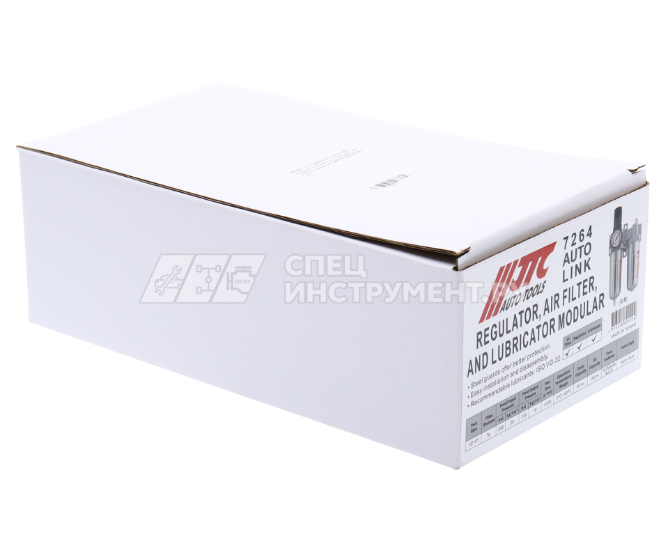 Блок подготовки воздуха (лубрикатор+осушитель) 1/2” с металл. переключателем, макс.давление 285 PSI(16 Bar), 4000 л/мин, 5~60℃ JTC