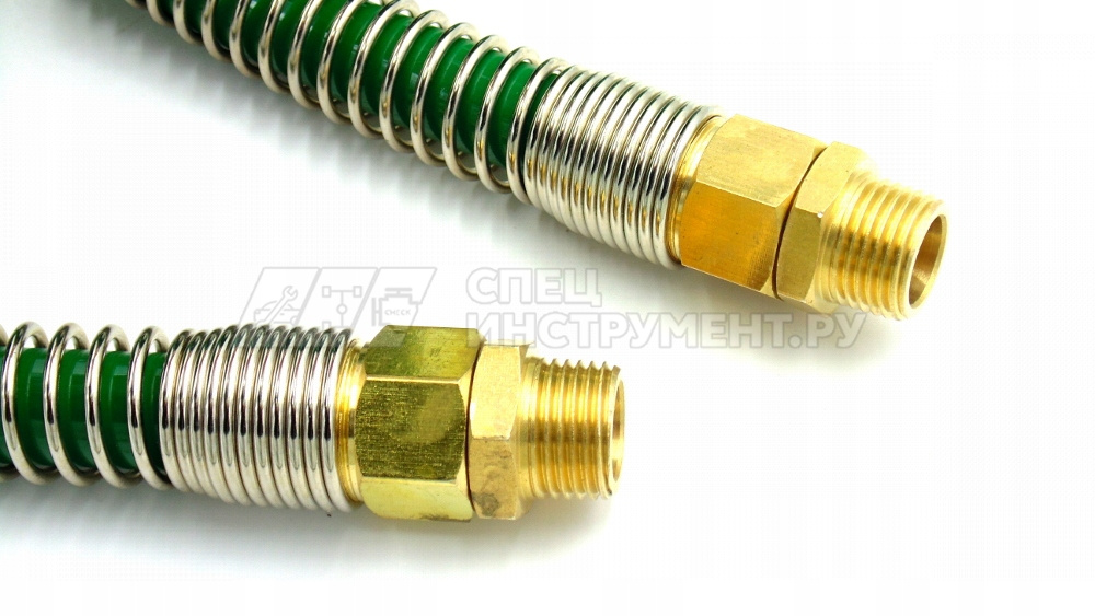 Шланг витой полиуретановый 12мм х 18мм х 20м с резьбовыми наконечниками наруж. резьба 1/2" (латунь, максимальное давление - 15bar, рабочая температура