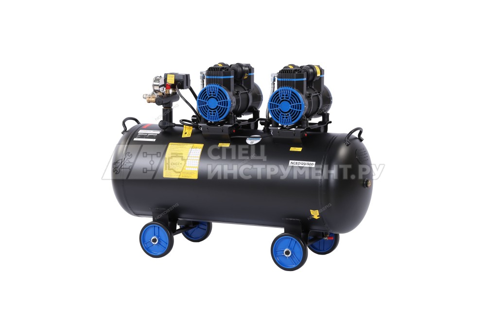Компрессор безмасляный 220 В, ресивер 125 л, 500 л/мин