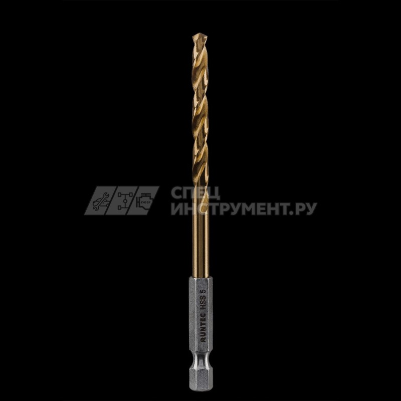 Сверло по металлу Runtec HSS-TiN 5 x 106мм HEX 1/4"