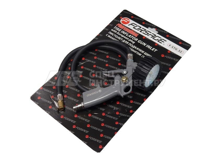 Пистолет для подкачки шин с монометром и шлангом 1м(0-15bar),в блистере