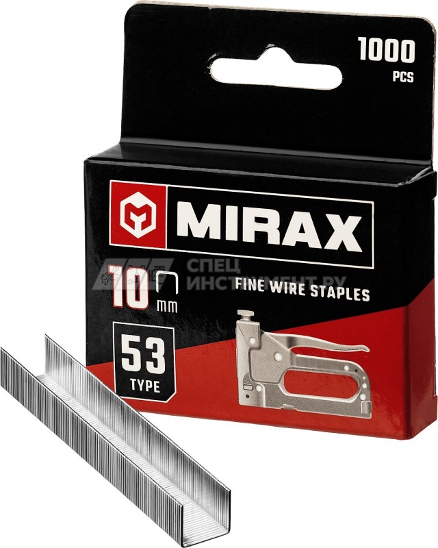 MIRAX 10 мм скобы для степлера тонкие тип 53, 1000 шт