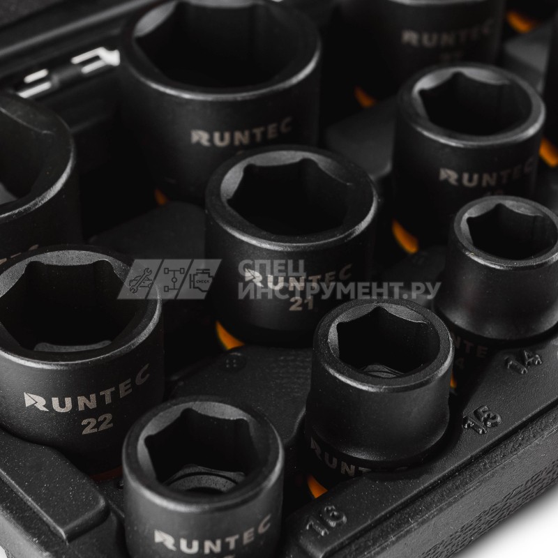 Набор ударных головок RUNTEC 1/2", 10-32 мм, CrMo, 15 предметов