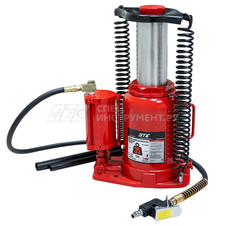 Домкрат пневмогидравлический 35т (h min-255мм, h max-405мм, ход штока-150мм) GTE /1/1