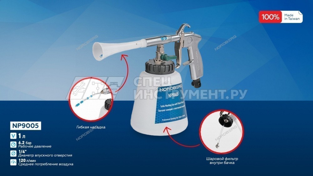 Пистолет моющий с гибкой вращающейся насадкой