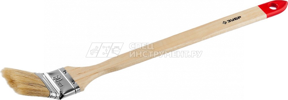 Кисть радиаторная угловая ЗУБР "УНИВЕРСАЛ-МАСТЕР", светлая натуральная щетина, деревянная ручка, 50мм