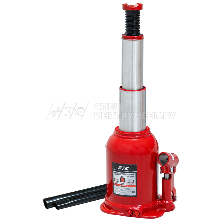 Домкрат гидравлический бутылочный с двумя штоками 10т (h min-180мм, h max-430мм, ход штока-190мм, ход винта-60мм) GTE /1/6