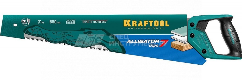 Ножовка для гипса "Alligator GIPS", 550 мм, 7 TPI специальный зуб, KRAFTOOL