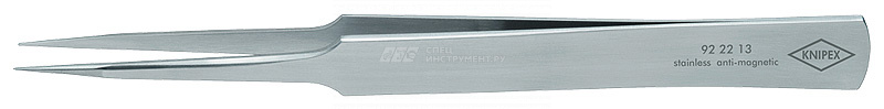 Пинцет захватный прецизионный, особо тонкие губки американской формы, L-135 мм, хромоникелевая нержавеющая сталь, антимагнитный, кислотостойкий
