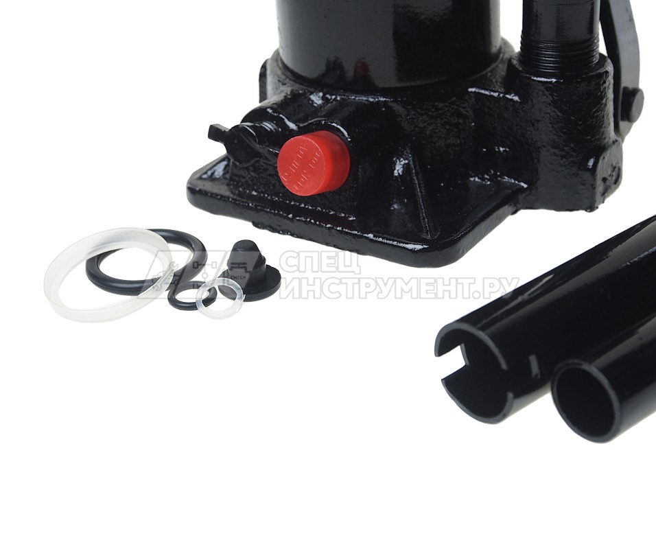 Домкрат гидравлический ER-80041S бутылочный с клапаном 4т, ремкомплект (выс. подъема 195-380мм) в кейсе ЭВРИКА