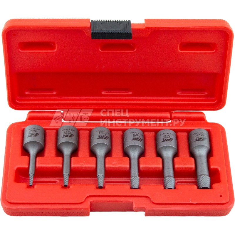 Набор экстракторов 2-10мм для болтов с сорванной внутренней резьбой (в кейсе) 6пр.