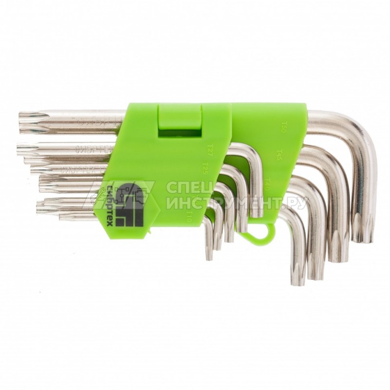 Набор ключей имбусовых Tamper-Torx, 9 шт: TTT10-T50, 45x, закаленные, короткие, никель,