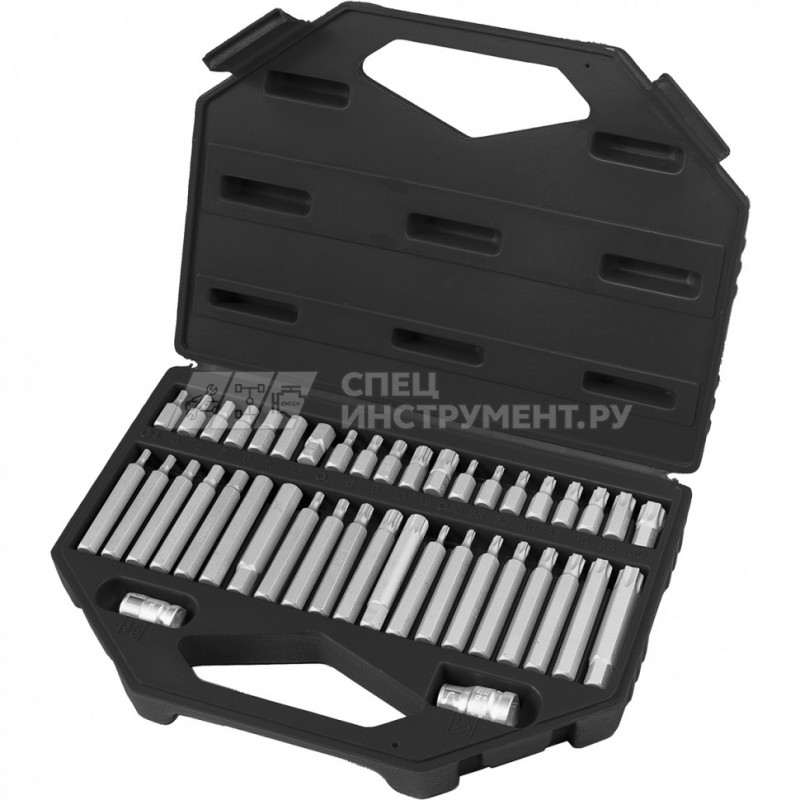 Набор бит HEX, TORX, SPLINE, хвостовик-шестигранник 3/8",CrV, 42шт,