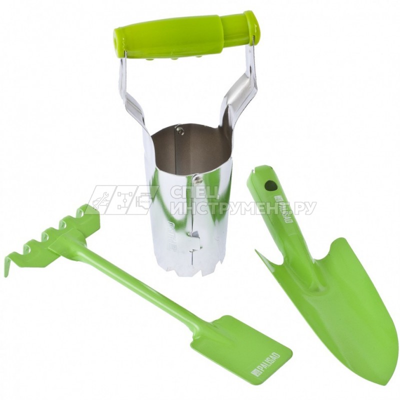 Набор огородника, 3 предм,: конус посадочный, мотыжка комб, с граблями, посадочный совок