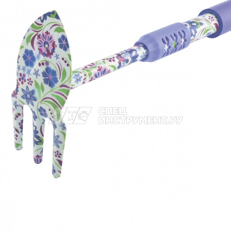 Мотыжка комбинированная "лепесток и 3 зуба" удлиненная, обрезиненная рукоятка