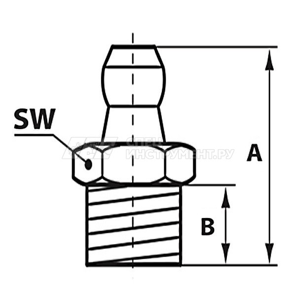 Пресс-масленка H1, прямая, 1/4" BSF, VZ, SK, SW 7