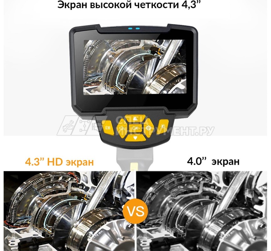 Видеоэндоскоп управляемый, 4.3", 1Мп, 1280x720, 0.8м, 8.5мм, 360° iCartool IC-VC8052W