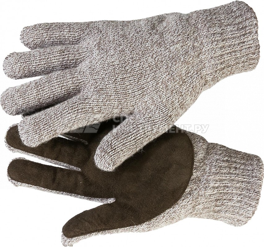 ЗУБР ПОЛЮС, размер S-M, перчатки утепленные, с флисовой подкладкой и спилковым наладонником.